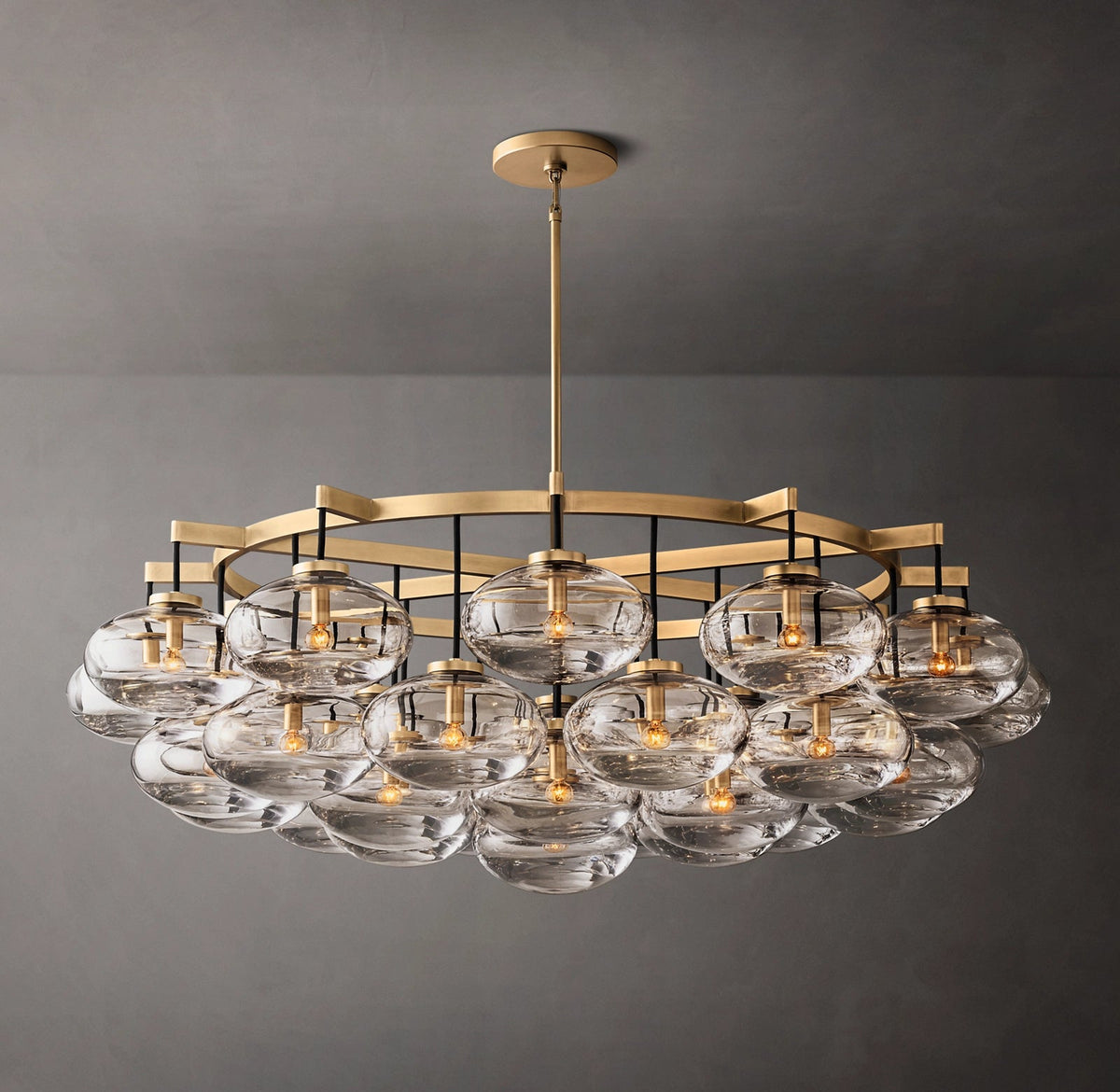 Cabrette Clear/Amber Glass Round Chandelier 60"
