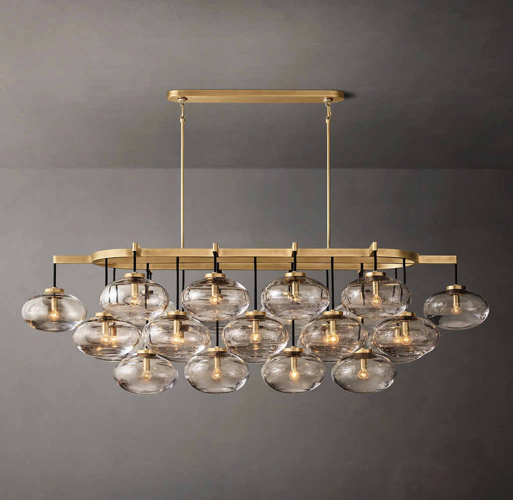 Cabrette Clear/Amber Glass Linear Chandelier 72"