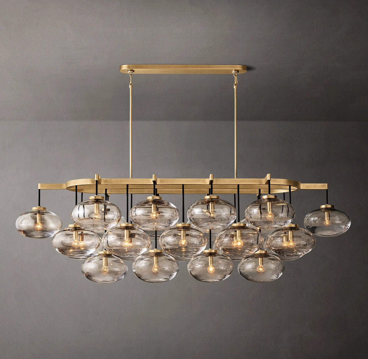 Cabrette Clear/Amber Glass Linear Chandelier 72"