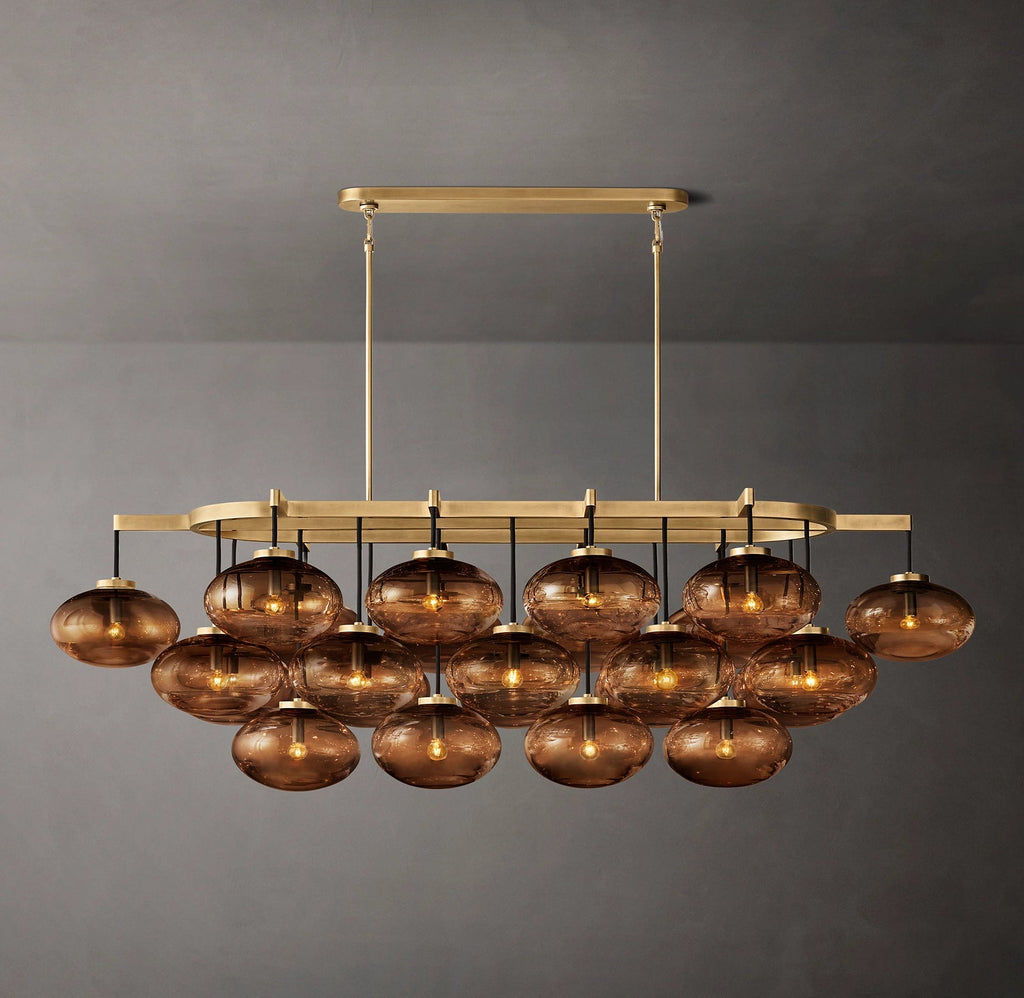 Cabrette Clear/Amber Glass Linear Chandelier 72"
