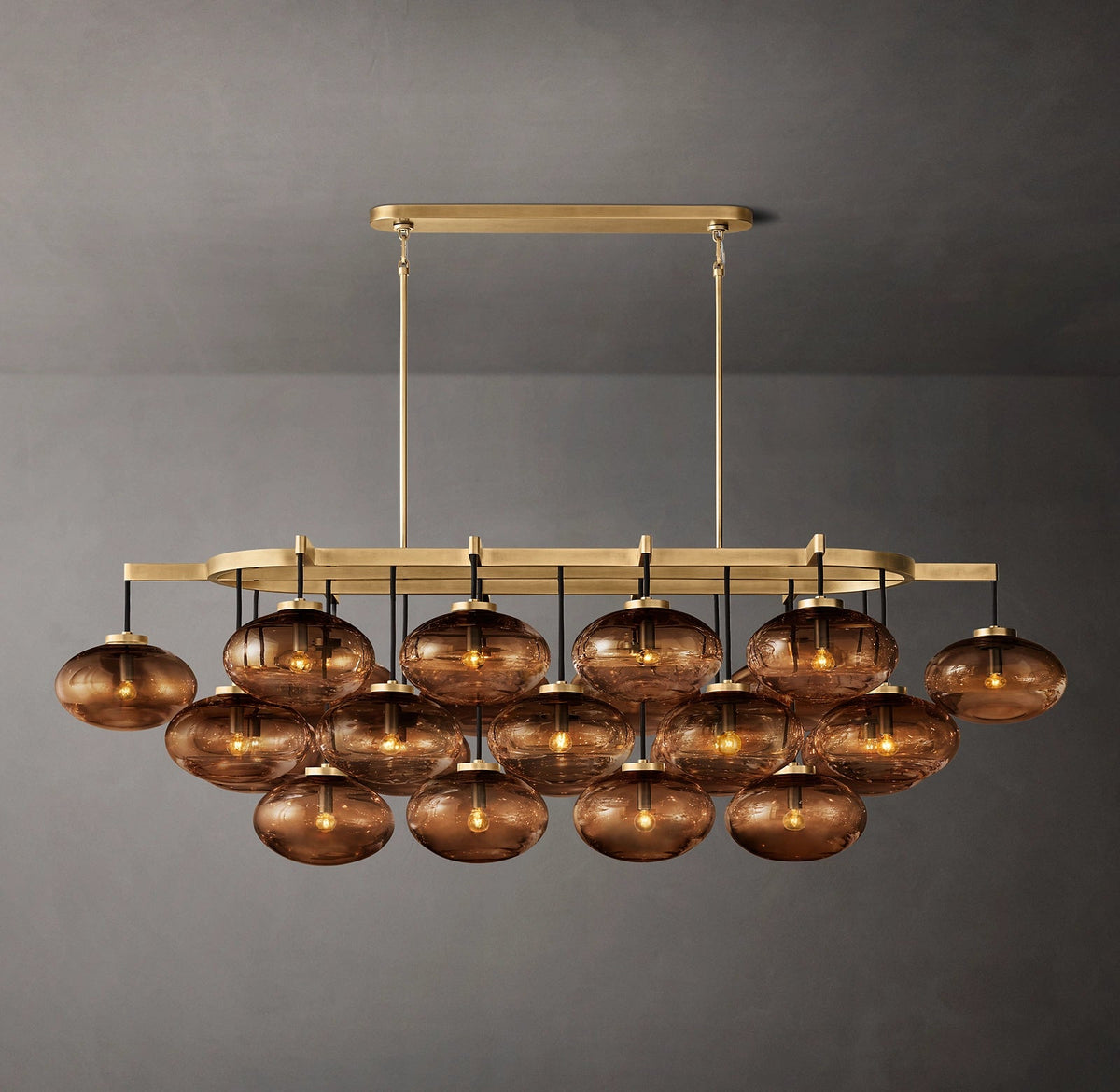 Cabrette Clear/Amber Glass Linear Chandelier 72"