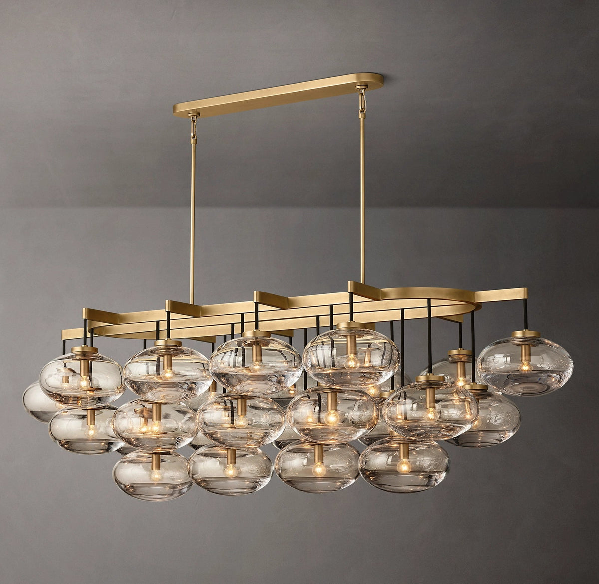 Cabrette Clear/Amber Glass Linear Chandelier 72"