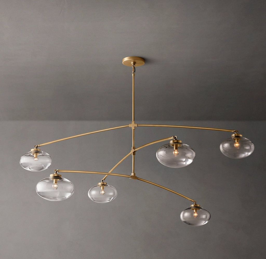 Cabrette Clear/Amber Glass Mobile Round Chandelier 48″/60"/72"
