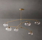 Cabrette Clear/Amber Glass Mobile Round Chandelier 48″/60"/72"