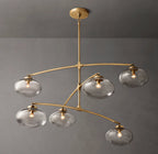 Cabrette Clear/Amber Glass Mobile Round Chandelier 48″/60"/72"