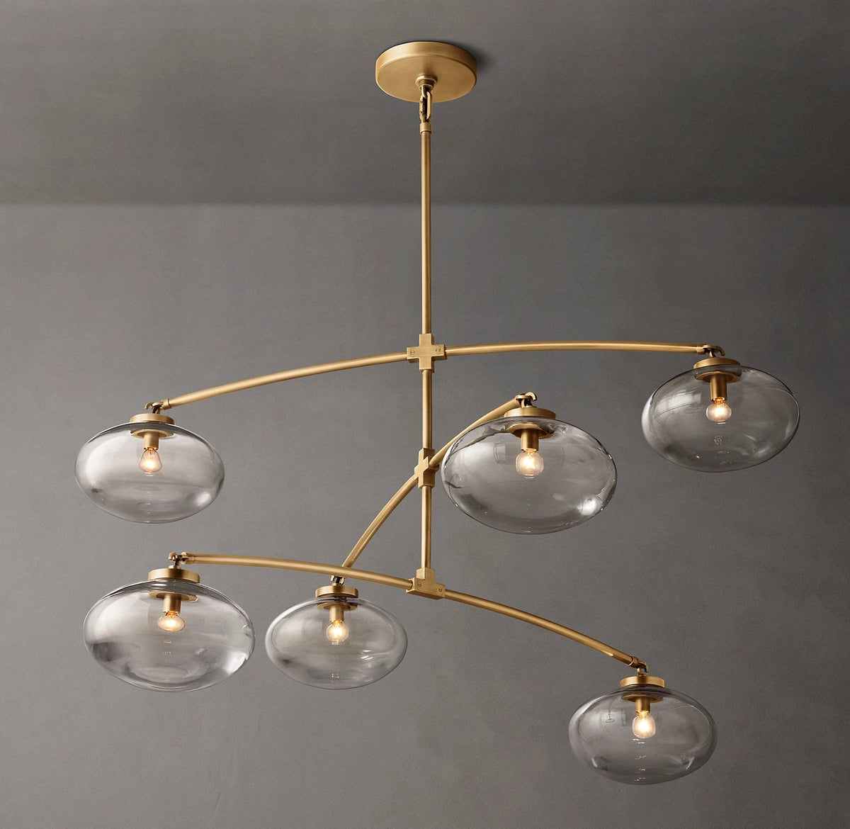 Cabrette Clear/Amber Glass Mobile Round Chandelier 48″/60"/72"