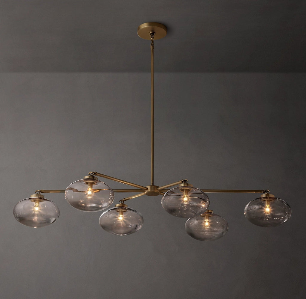 Cabrette Clear/Amber Glass Mobile Linear Chandelier 60″/72"