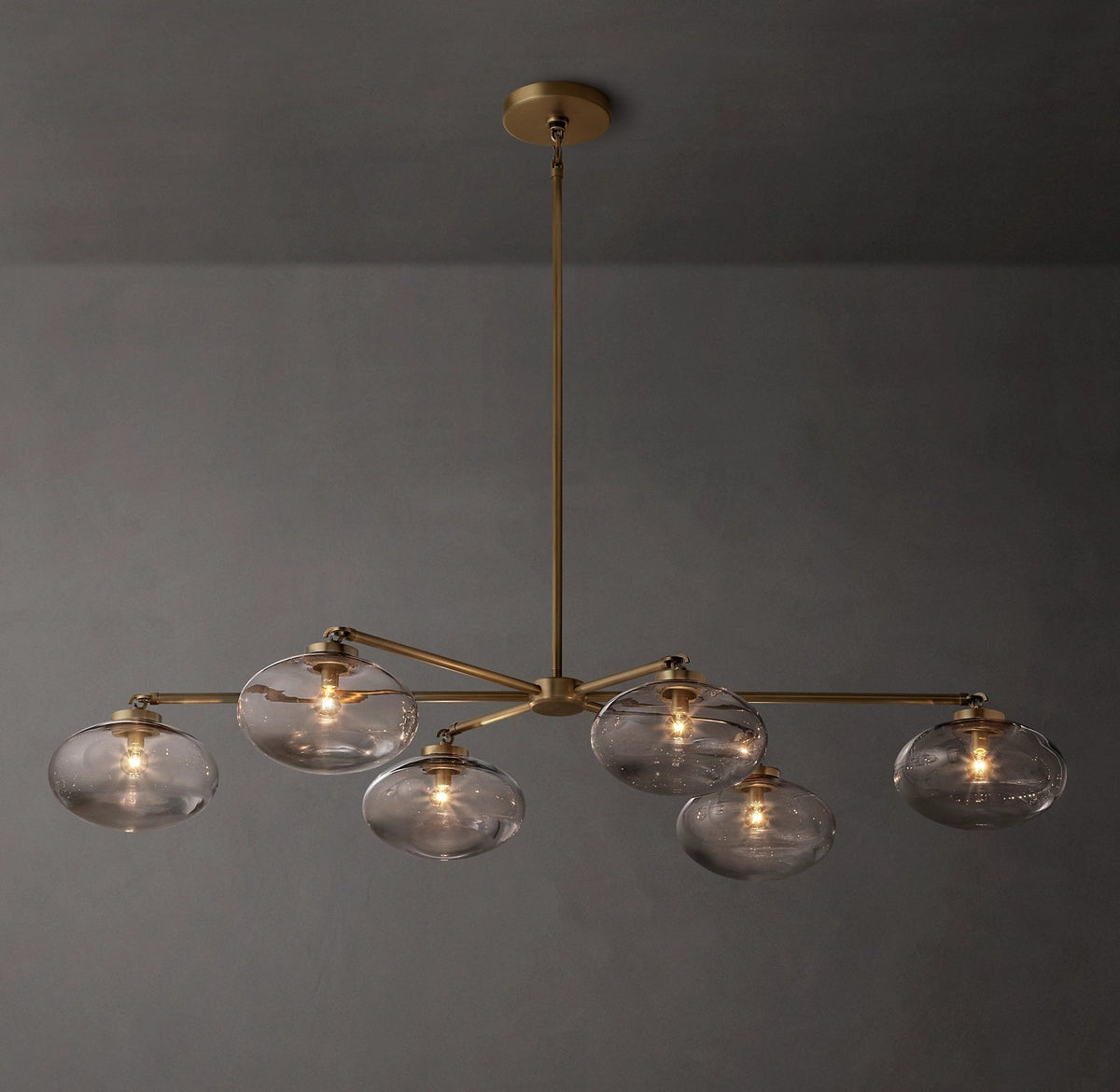 Cabrette Clear/Amber Glass Mobile Linear Chandelier 60″/72"