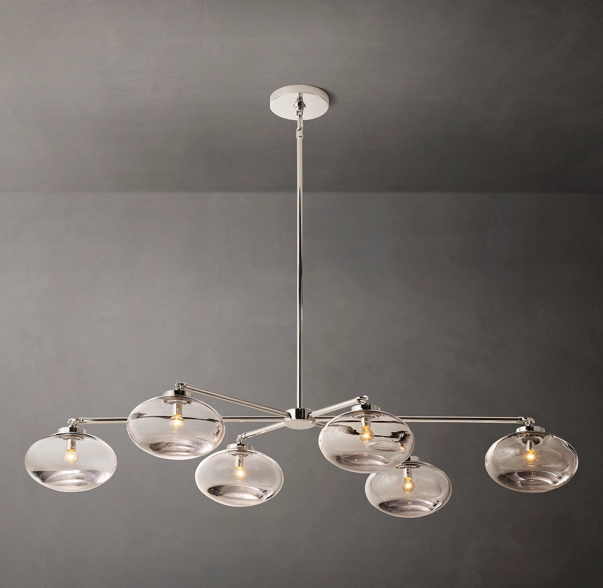 Cabrette Clear/Amber Glass Mobile Linear Chandelier 60″/72"