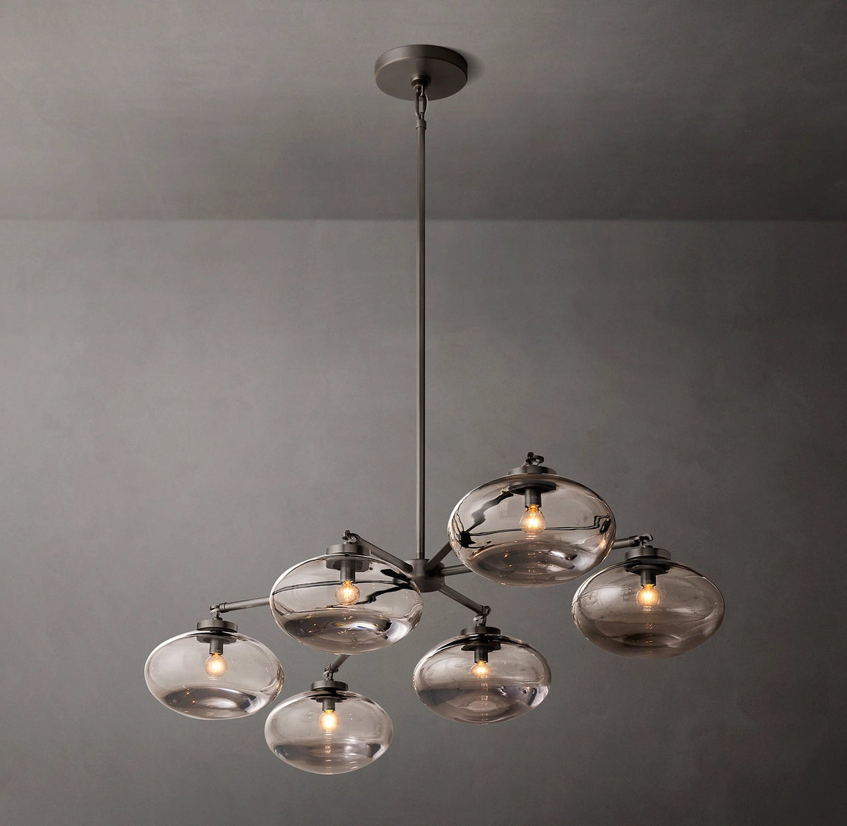 Cabrette Clear/Amber Glass Mobile Linear Chandelier 60″/72"