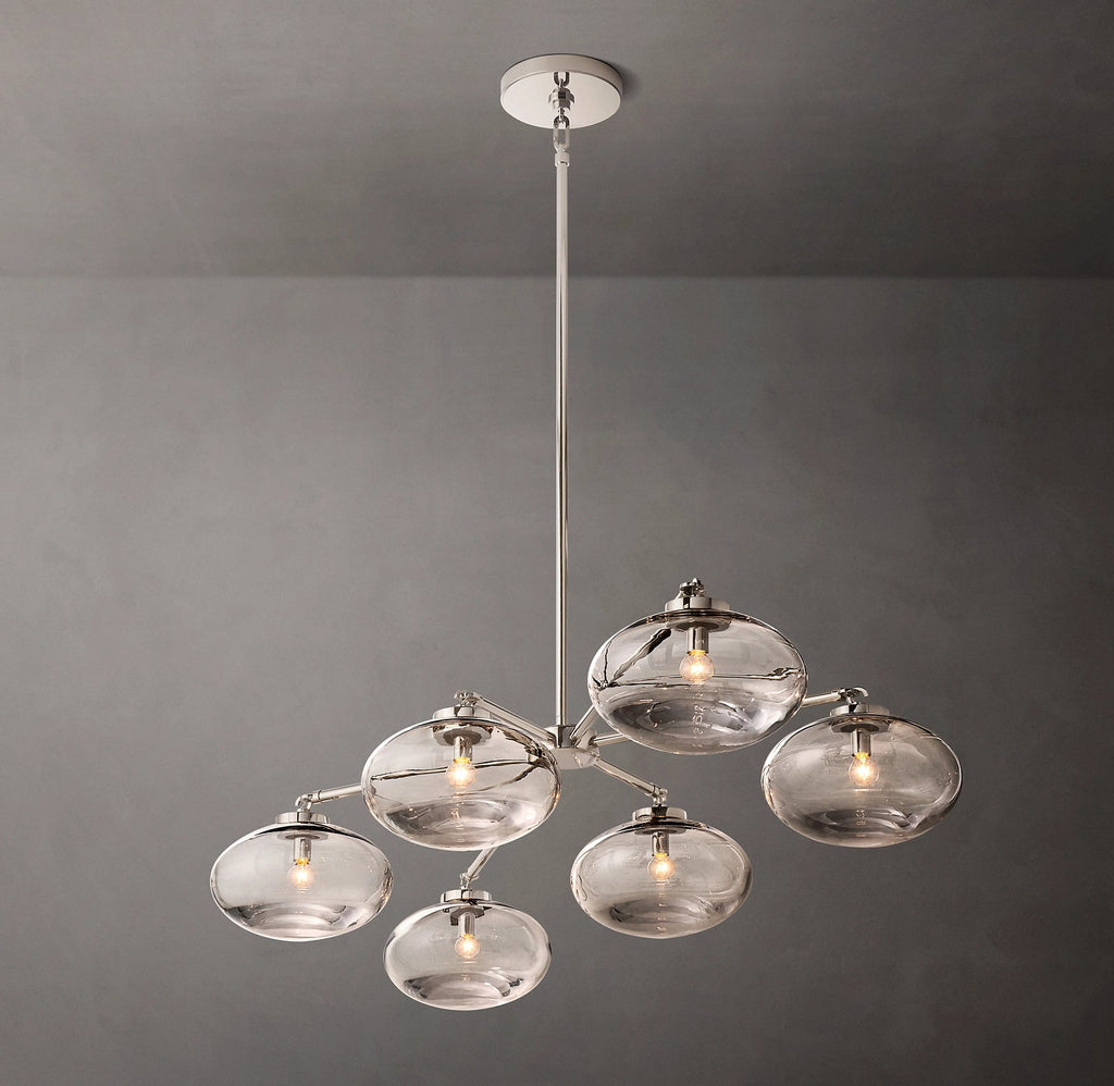 Cabrette Clear/Amber Glass Mobile Linear Chandelier 60″/72"