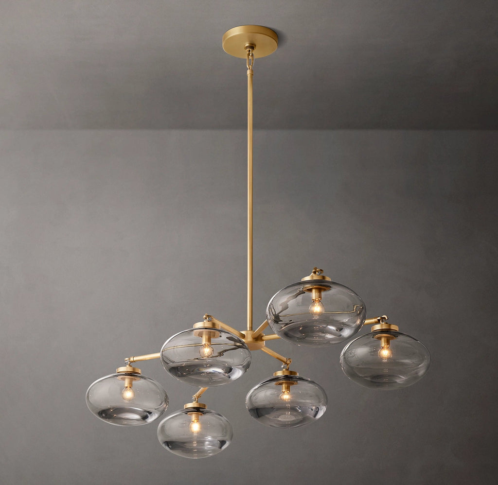 Cabrette Clear/Amber Glass Mobile Linear Chandelier 60″/72"
