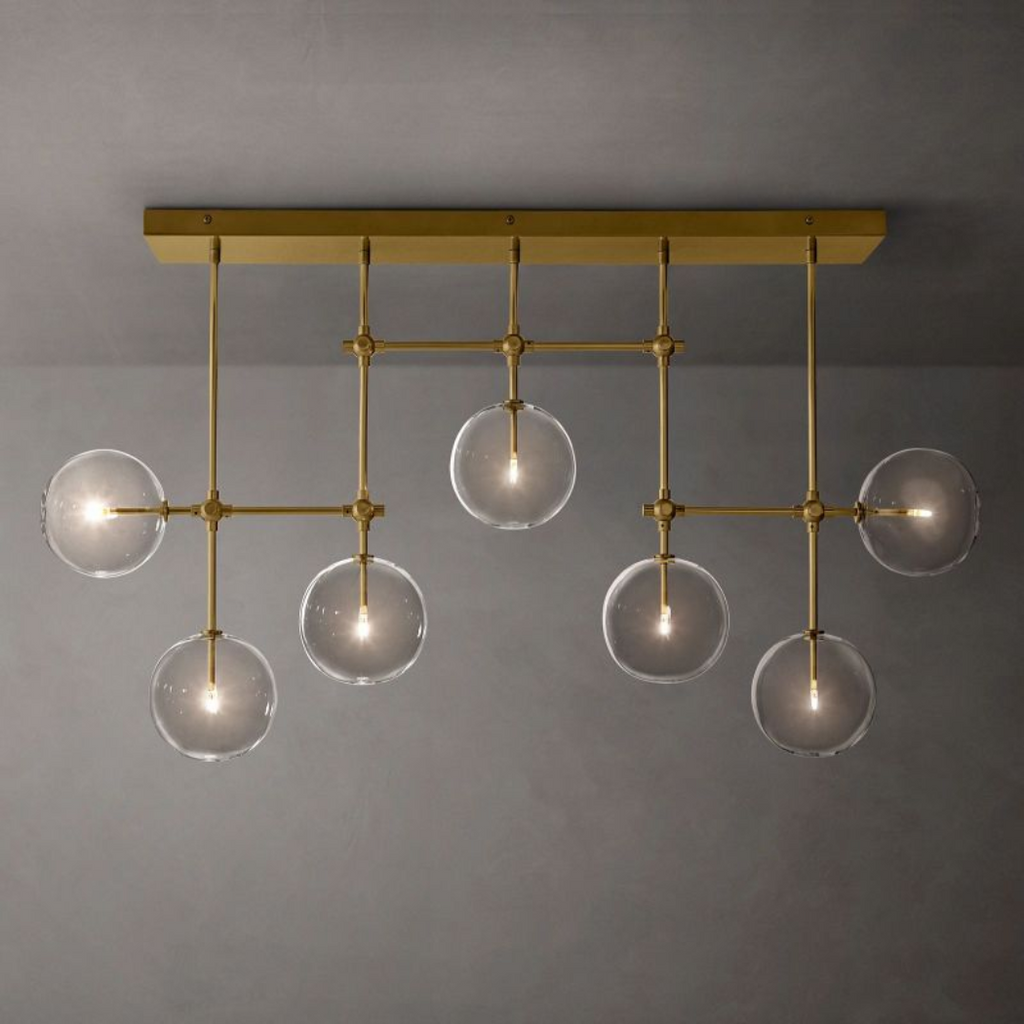 Glass Globe Mobile Linear Chandelier 72"