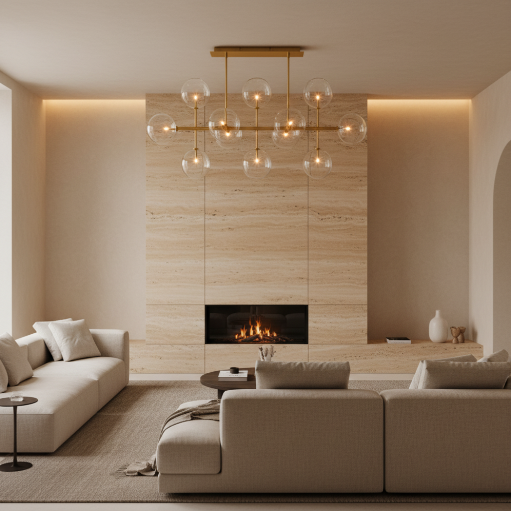 Glass Globe Mobile Linear Chandelier 58"