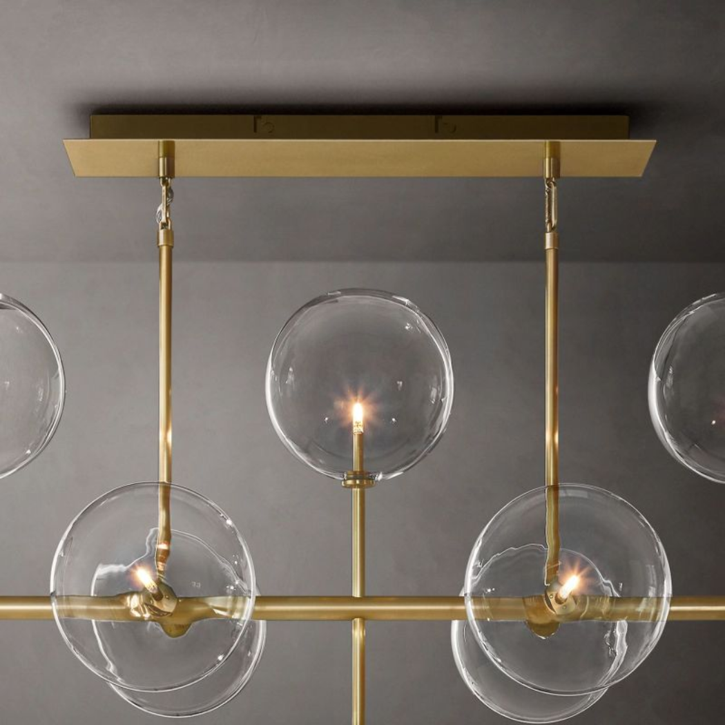 Glass Globe Mobile Linear Chandelier 58"