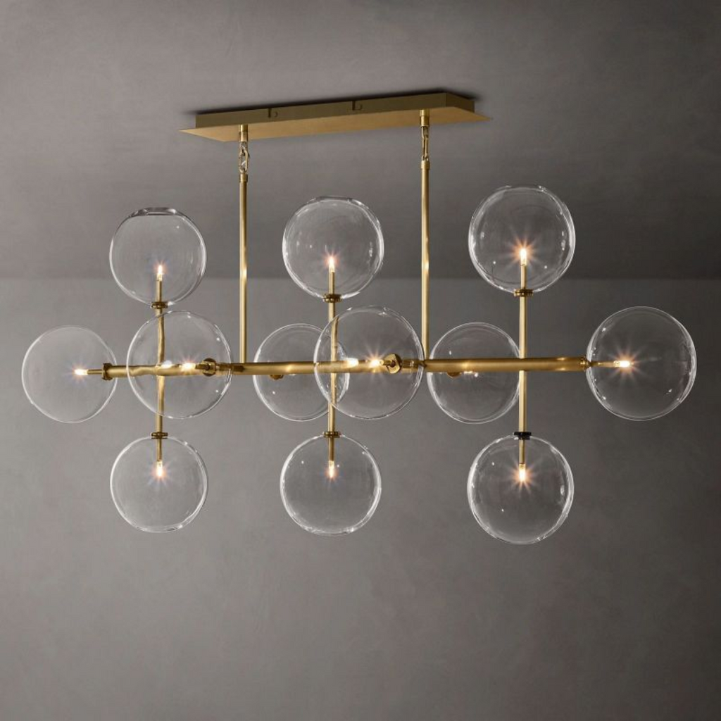 Glass Globe Mobile Linear Chandelier 58"