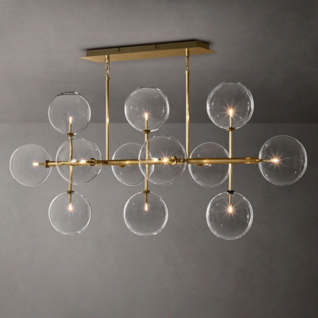 Glass Globe Mobile Linear Chandelier 58"